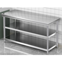 Table de travail commerciale en acier inoxydable à 3 niveaux, table de préparation de cuisine, plan de travail en acier inoxydable à 3 couches pour restaurant, hôtel, restauration
