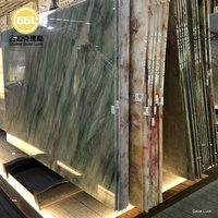 Dalle de marbre en quartzite vert poli moderne, à motifs, écologique, pour revêtement mural et revêtement de sol d'hôtel