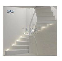 Escalier en bois blanc de Style élégant avec lumière Led, escalier flottant incurvé