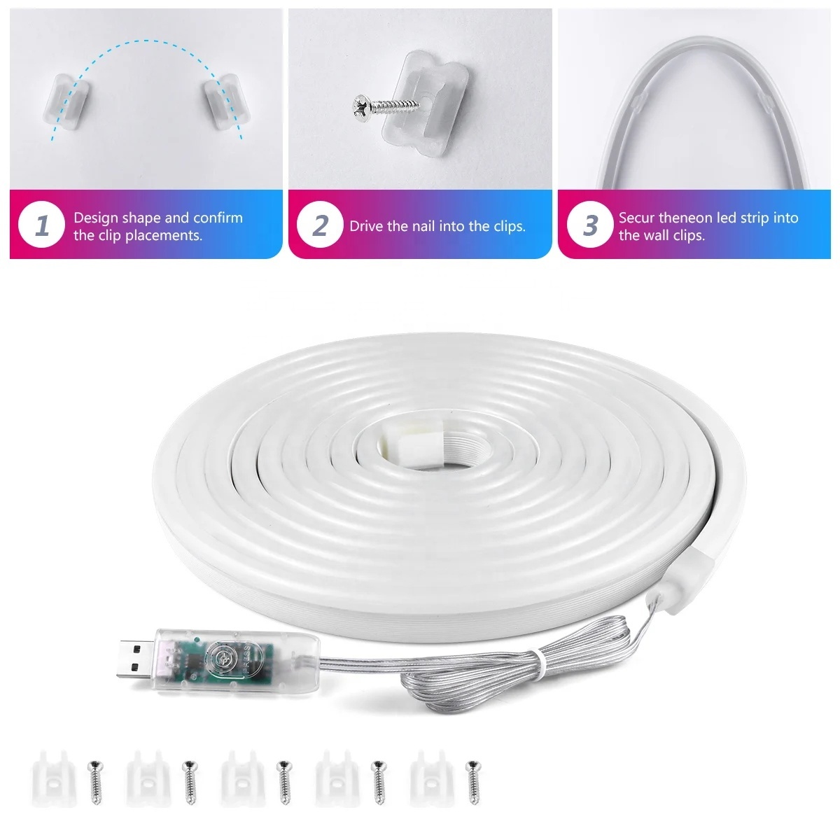 5M Waterproof Outdoor USB 5V RGB Neon Rope Light Full Kit Smart APP Control RGBIC Flex Neon LED Strip Light for Indoor · image 3