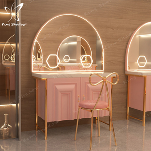 Miroir de maquillage éclairé de luxe Station de coiffure pour chambre de filles ou salon de coiffure - Product Image 1