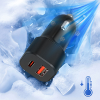 Pengisi daya mobil USB Port Ganda Logo OEM, pengisi daya mobil USB Tipe C PD, pengisian daya cepat, Max 48W PD 30W + 18W, perlindungan OVP OTP untuk ponsel