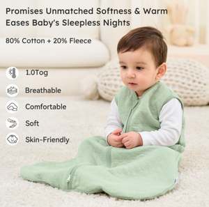 Gigoteuse en coton pour bébé avec fermeture éclair bidirectionnelle, gigoteuse matelassée chaude, 0-6 mois - Product Image 2