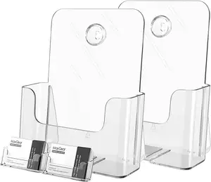 Porta-cartões acrílico transparente, porta-cartões para mesa ou suporte de parede, 8.5x11 polegadas