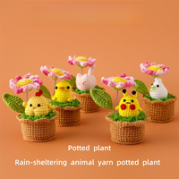 Pot de fleurs amigurumi fait main en forme de petit animal, adorable mini cadeau pour la décoration de la maison et du bureau