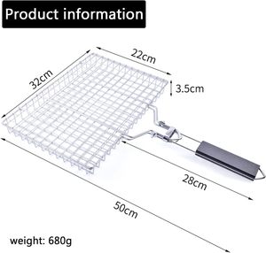 Ensemble de paniers de cuisson pour barbecue, en acier inoxydable, pliable, portable, pour le camping en plein air, pour poisson, crevettes, légumes - Product Image 2