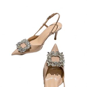 Escarpins sexy à bout pointu pour femmes, sandales à talons hauts à enfiler, coupe large, avec détail en fourrure, grandes tailles pour l'été et l'automne - Product Image 1