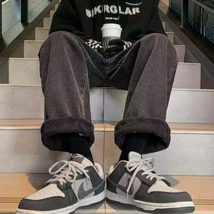 Jeans décontractés à jambe large et droite, style américain, tendance streetwear pour hommes, tissage moyen, écologiques - Product Image 4