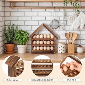 ชั้นวางไข่ไม้ 3 ชั้น แบบบ้าน สำหรับเก็บรักษาความสดใหม่บนเคาน์เตอร์ครัว - Product Image 5