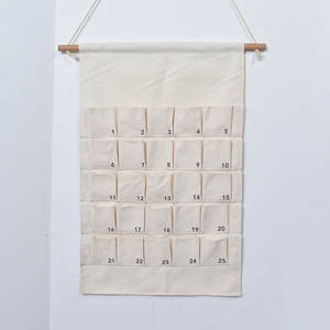 Caja de calendario de Adviento de Navidad colgante 2025, lienzo, uso doméstico, 24 espacios, Beige, 60cm - Product Image 1