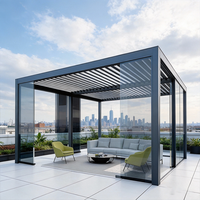 Gazebo motorisé en aluminium haute performance avec structure résistante au vent et persiennes anti-UV pour patio résidentiel de luxe