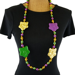 Mardi Gras Joker Face collana di perline su misura oro viola verde collana divertente Festival sfilate per feste bomboniere accessori - Product Image 3