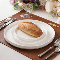 Ensemble de 4 assiettes élégantes haut de gamme en porcelaine fine, à bord vertical, en céramique blanche, pour dîner, salade et pain