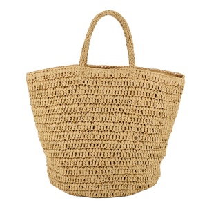 Borsa da donna Casual borsa da viaggio a spalla da donna a spalla da spiaggia con borsa da mare a base di paglia di carta marrone - Product Image 1