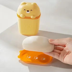 Jabonera Portátil Impermeable con Diseño de Oso de Dibujos Animados, Caja de Jabón de Plástico Sellada para el Hogar, Viajes y Campamento - Product Image 3