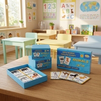 Jeu de mémoire éducatif pour enfants en ourdou et anglais sur les animaux, cartes flash d'apprentissage, cartes à associer