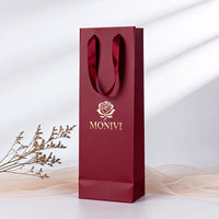 Maßgefertigte Luxus-Schmuck-Souvenir-Kunstpapiertüte Personalisiertes Einzigartiges Logo Schlanke Lange Faltbare Geschenktüte für Weinverpackung