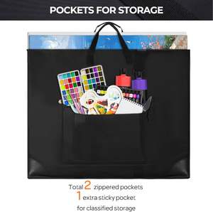 Alta calidad Durable impermeable Oxford cremallera portátil almacenamiento artista cartera bolso de mano con esquinas de cuero - Product Image 4