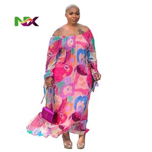 2025新款热销欧美性感修身女夏季印花圆领连衣裙宽松腰围 - Product Image 2