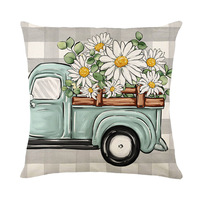 Housse de coussin décorative en lin floral d'automne de style européen avec fermeture éclair invisible pour la maison, l'hôpital et l'hôtel