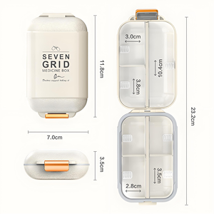 Boîte à pilules portable en plastique, organiseur de médicaments sept jours par semaine, compartimenté, conteneur de rangement scellé pour bijoux - Product Image 3