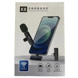 Clip de cuello Lavalier Grabación Micrófono móvil Vlog en vivo Video corto Micrófono inalámbrico dual Microfono K8 para IPone Tipo-C - Product Image 1