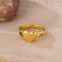 Fashion Ladies Jewelry Wasserdichte hypo allergene Edelstahl Gravierbare leere Herz moderne Ringe