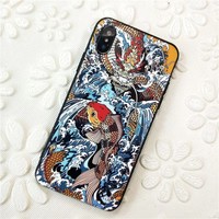 Casing HP Anti Benturan 3D TPU+PC Motif Naga Kustom Budaya Tradisional Tionghoa untuk 11-16 Pro Max
