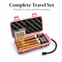 Humidor portable pour cigares, étui de voyage étanche IP68, hermétique, anti-écrasement, antichoc, boîte de rangement avec humidificateur et coupe-cigares, pour 4-5 cigares
