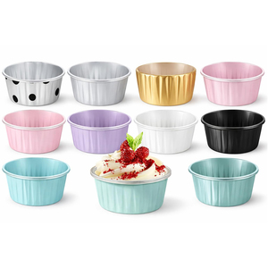 Round Food Grade Smooth Wall Aluminium Cake Pan Lacquer Aluminium <b>Foil</b> <b>Container</b> Ramekin <b>Foil</b> Cake Cups - Product Image 1