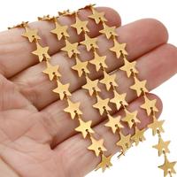 Cadena de Eslabones de Estrella de Acero Inoxidable a Granel en Bobina, Cadena de Eslabones de Estrellas con Cable PVD Dorado para Fabricación de Joyas, Proveedor de Fornituras de Cadena