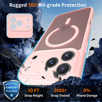 Funda Popular Rosa con Sensación de Piel para iPhone 17 Pro Max para Chica de Lujo Semitransparente para la Serie iPhone con Anillo Magnético