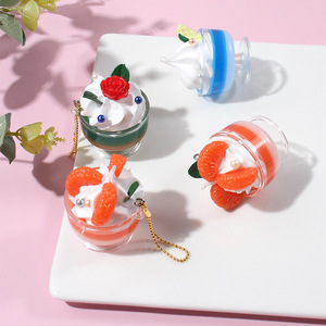 Miniature simulated <b>ice</b> cream dessert cup <b>chain</b> keychain backpack schoolbag ornaments street vendor small commodities gifts - Product Image 2