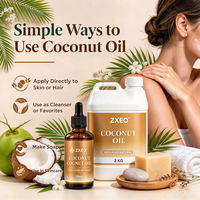 Huile de coco vierge multi-usage pressée à froid, non raffinée, naturelle, pour massage, soins de la peau, cheveux, fabrication de savon, aromathérapie, bricolage