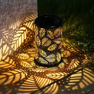 Litthing — lanterne solaire avec crochet intégré, design de feuille, branche d'arbre, ombre, lampe cylindrique en Bronze Antique, éclairage de jardin, Ce