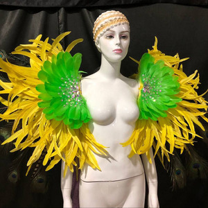 Costume de coiffe et ailes de <span class=keywords><strong>samba</strong></span> brésilienne en plumes de paon sur mesure pour vêtements de performance de scène de carnaval de Rio - Product Image 4