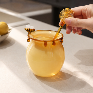 Verre à dessert en verre abeille avec paille, résistant à la chaleur, pour crème glacée, eau, <span class=keywords><strong>miel</strong></span> et pot de rangement pour fleurs, pour la maison, le café et les fêtes - Product Image 4