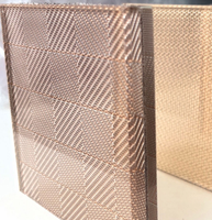 Panneaux de verre laminé à motif personnalisable avec intercouche en maille métallique, écran tissé en acier inoxydable et cuivre, découpe et pliage