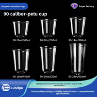 Gobelet jetable en PET de 90 mm en forme de cercle avec couvercles pour thé au lait, café à emporter, modèle BOHE à usage unique, logo personnalisable, impression UV