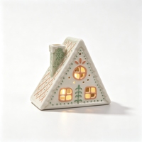 Vente en gros de maisons de bougies de Noël en porcelaine - Porte-bougie artisanal en forme de maison en pain d'épices et d'église