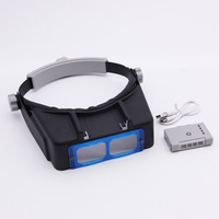 New Head-mounted USB Charging Magnifier, 4 LED Lights Power Display HD Magnifier