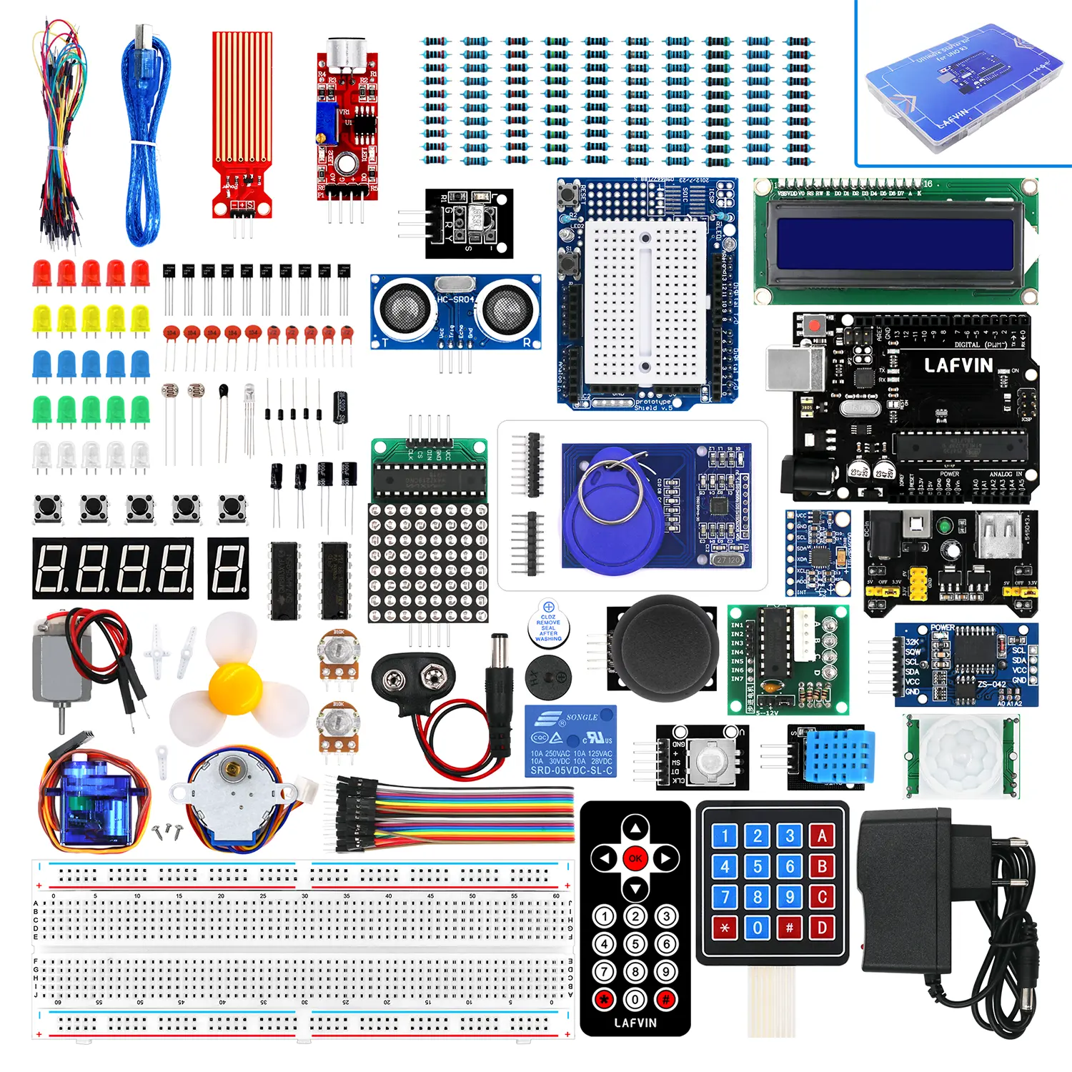 LAFVIN For R3 Complete Starter Kit include LCD1602 IIC,Ultrasonic Sensor,Jumper wire with Tutorial for arduino