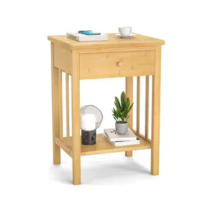 Tabela en madeira móveis sólida noite suporte de mesa de bambu mesa de cabeceira com gaveta para quarto