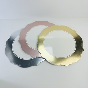 4 Sets de table ronds en papier <span class=keywords><strong>doré</strong></span> décoratifs jetables en <span class=keywords><strong>carton</strong></span> pour la maison de mariage, banquet, fête d'anniversaire, vente en gros - Product Image 4