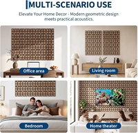 Panneau acoustique en bois géométrique 3D, panneaux muraux en placage de bois avec support en feutre acoustique noir pour la décoration de la maison, du bureau, du studio et du home cinéma