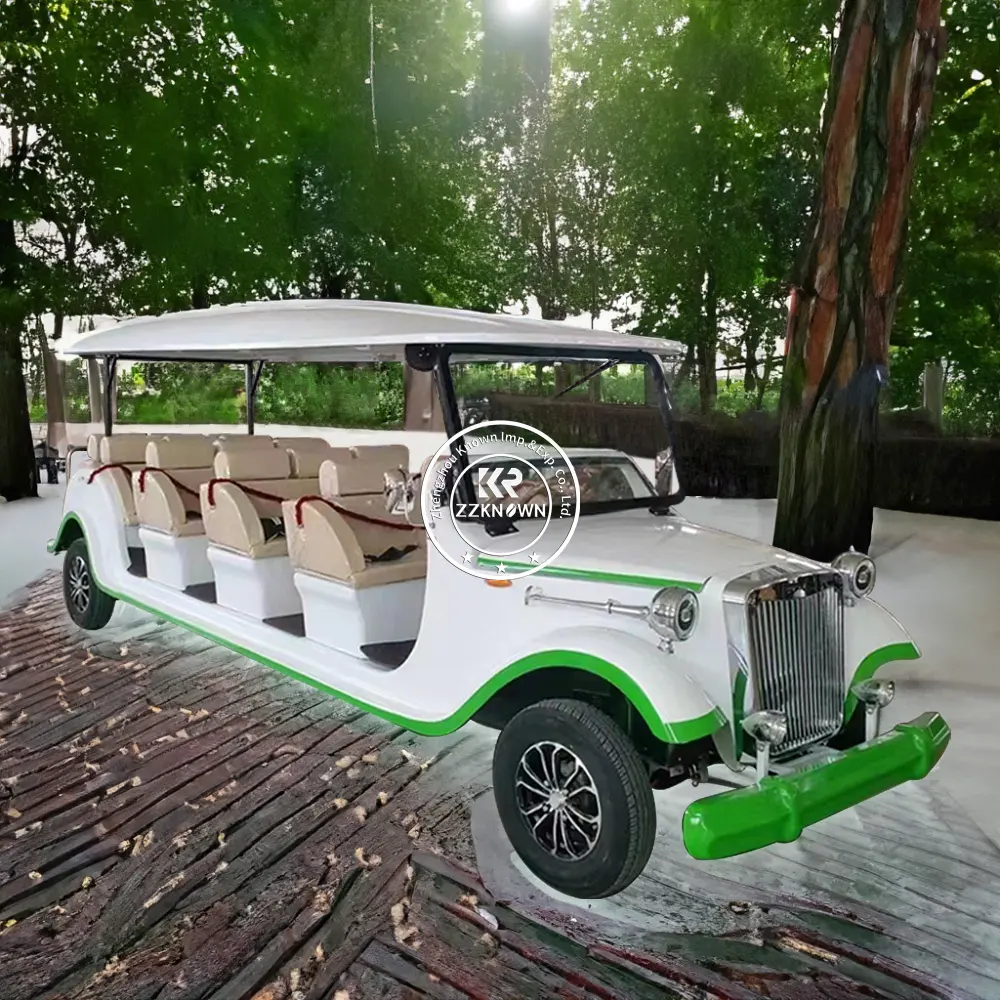 حافلة كهربائية كلاسيكية كلاسيكية لمشاهدة المعالم السياحية للبالغين حافلة ذاتية 14 مقعد للحفلات للبيع