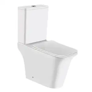 Square design water closet e w c saving water rimless flushing two piece toilet