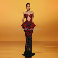 Robe de soirée élégante pour femmes en diamant, robe longue rouge avec strass, robe de soirée chic pour fête d'anniversaire