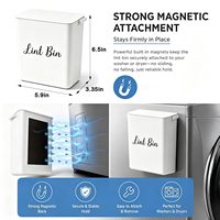 Corbeille à charpie magnétique avec couvercle pour buanderie, support en plastique pour charpie de sèche-linge, bac de rangement pour linge, boîte de rangement décorative