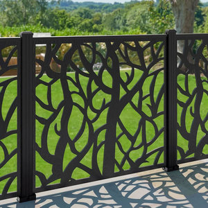 Barandillas de aluminio para balcones con listones de madera, diseño contemporáneo, montaje en pared, paneles de vidrio resistentes al óxido para uso en exteriores - Product Image 4